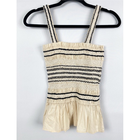 Rails Cecily Smocked Peplum Tank Top, Flax Cream - Size S - Picture 5 of 7